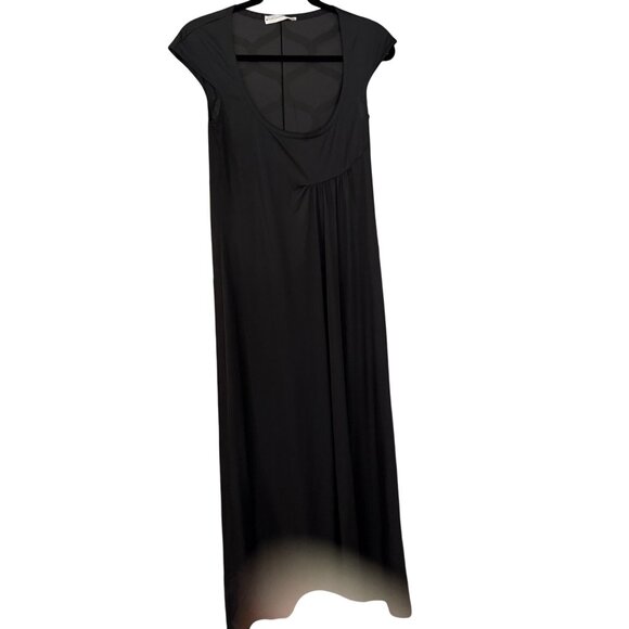 Vintage John Kloss For Cira Size S Black Cap Sleeve Scoop Neck Maxi Nightgown - Picture 2 of 14